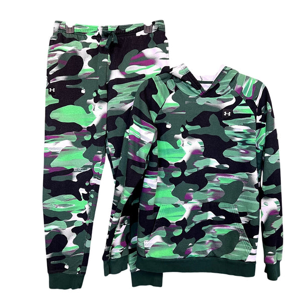 Under Armour Boys Black + Green Jogger Hoodie Two Piece Set Youth XL