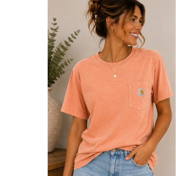 Carhartt Women's Relaxed Fit Orange Pocket Tee Size M
