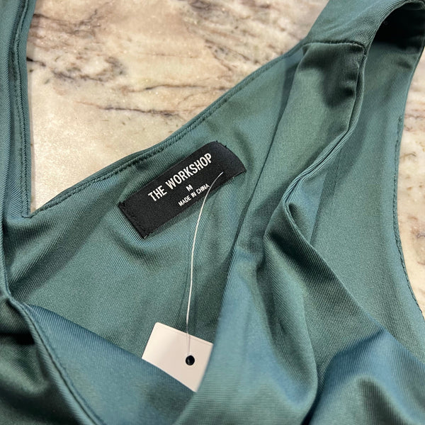 NWT The Workshop Sage Green Plunge Neckline Thong Bodysuit Size Medium