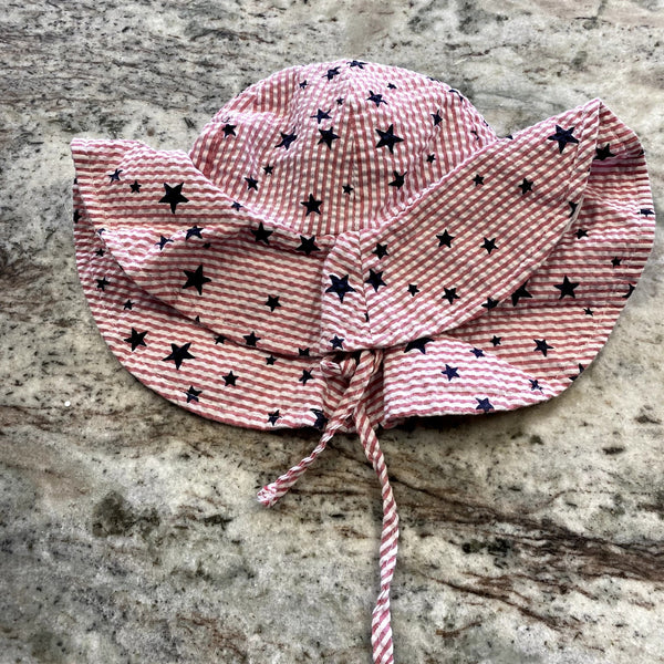 Girls Patriotic Wide Brim Sun Hat