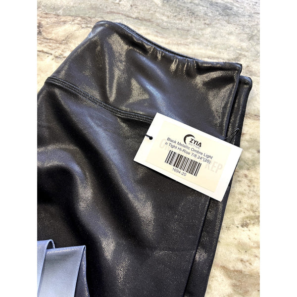 Zyia Active Black Metallic Ombre High Rise 7/8 Leggings Size 20 NWT