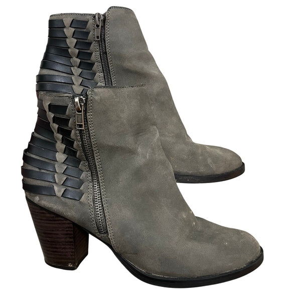 Gray Taupe Side Zip Ankle Booties Size 9