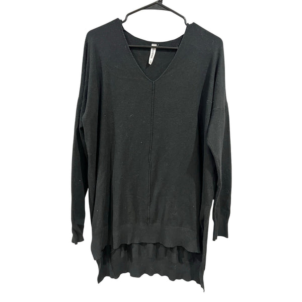 Zenana Black  V-Neck Side Slit Tunic Top Medium