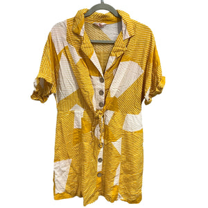 mustard yellow boho dress Loveriche Boutique Mustard Yellow + White Geometric Boho Mini Dress Large