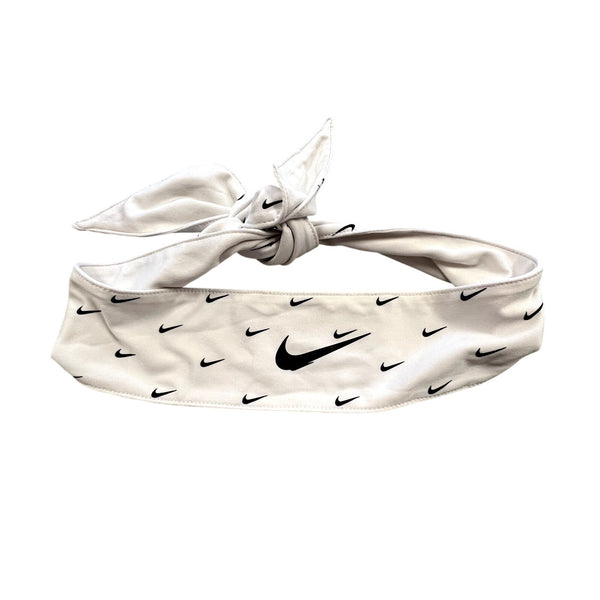 Nike White + Black Swoosh Athletic Headband