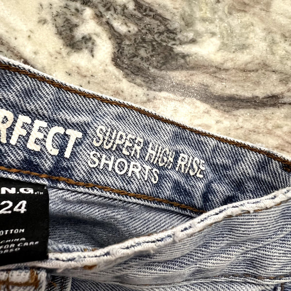 SONG Perfect High Rise Distressed Denim Shorts Size 0