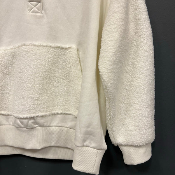 NWT Time and Tru Quarter Button White Sherpa Pullover Plus Size XXL