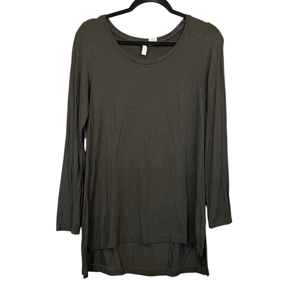 Paraphrase Long Sleeve Black Boat Neck Bamboo Top Medium