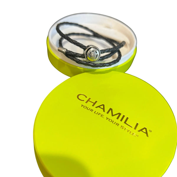 New in Box Chamilia Persona 925 Braided Leather Charm Bracelet