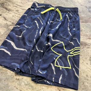 Under Armour UA Navy Swirl Loose Fit Athletic Shorts Size Youth Med