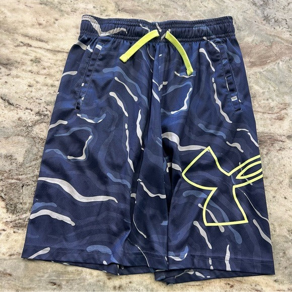 Under Armour UA Navy Swirl Loose Fit Athletic Shorts Size Youth Med