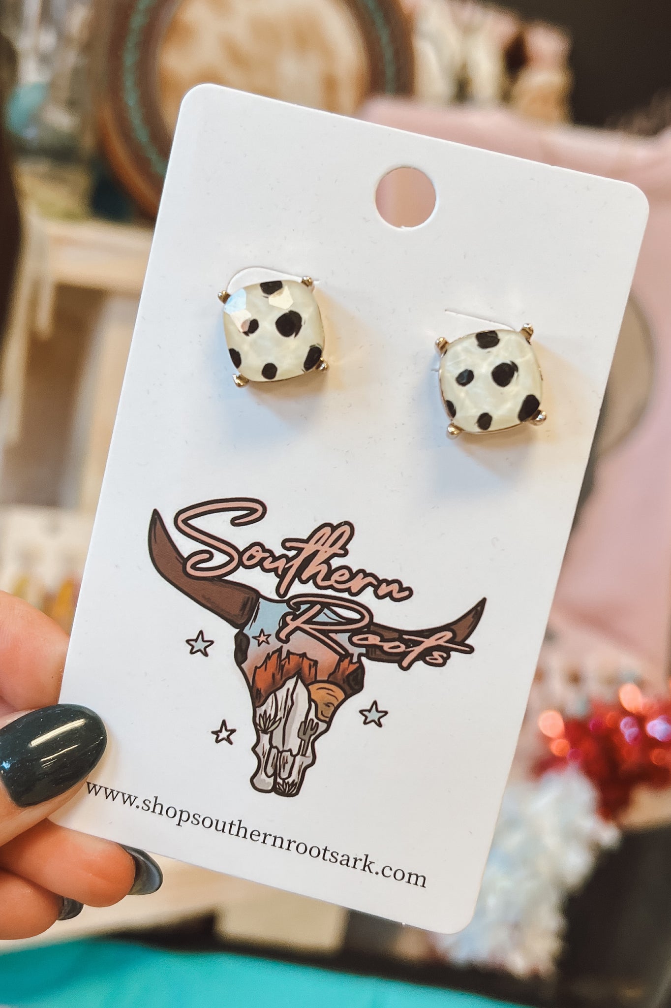 Dalmation Glass Stud Earrings