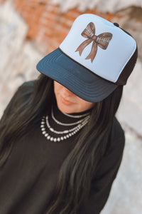 Football Coquette Bow Trucker Hat