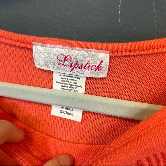 Lipstick Coral Boat Neck Dolman Sleeve Blouse Small