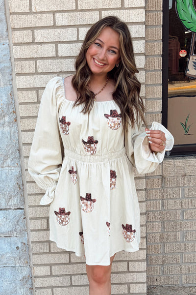 Disco Dreams Ivory Corduroy Dress