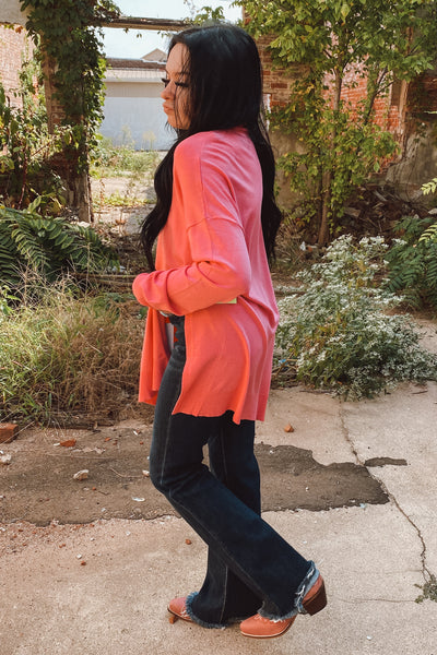 Bubblegum Pink Oversized Side Slit Sweater