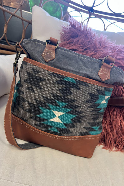 Turquoise Aztec Tote Bag