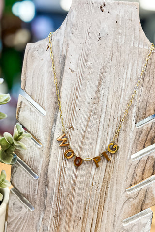 Woo Pig Gold Paperclip Necklace