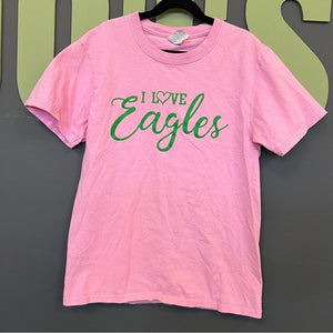 Kids I Love Eagles Pink + Green Graphic Tee Size Youth Large