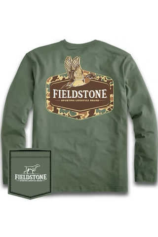 Fieldstone Long Sleeve Camo Wood Duck Tee
