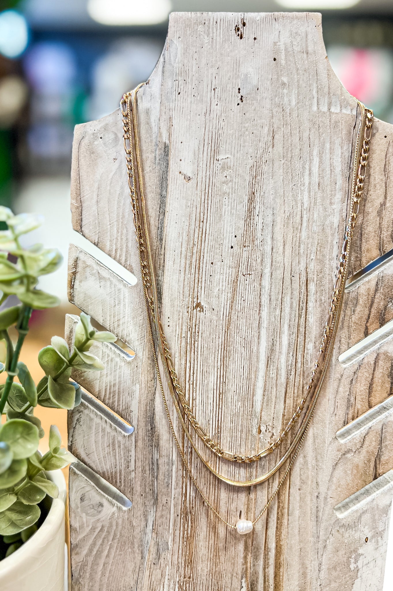 Triple Layer Rose Gold Pearl Necklace