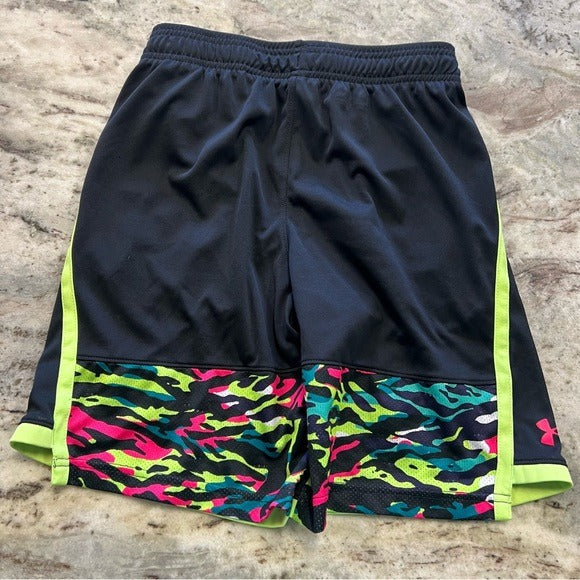 Under Armour UA Black Neon Loose Fit Athletic Shorts Size Youth Medium