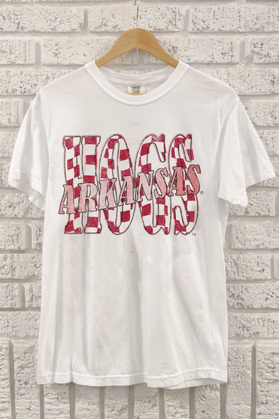 LivyLu Arkansas Razorback Checked CC Tee
