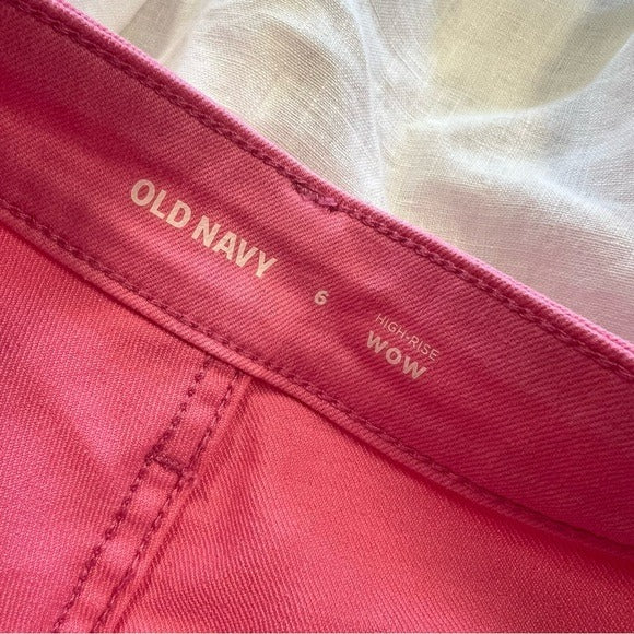 Old Navy High Rise Wow Pink Denim Shorts Size 6