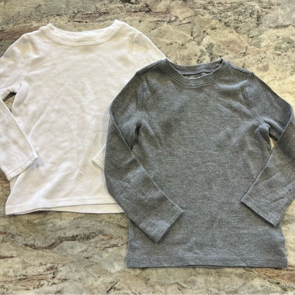 Old Navy Set of 2 Thermal Long Sleeve Tops White + Gray Size 5T