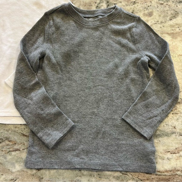 Old Navy Set of 2 Thermal Long Sleeve Tops White + Gray Size 5T