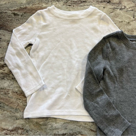 Old Navy Set of 2 Thermal Long Sleeve Tops White + Gray Size 5T
