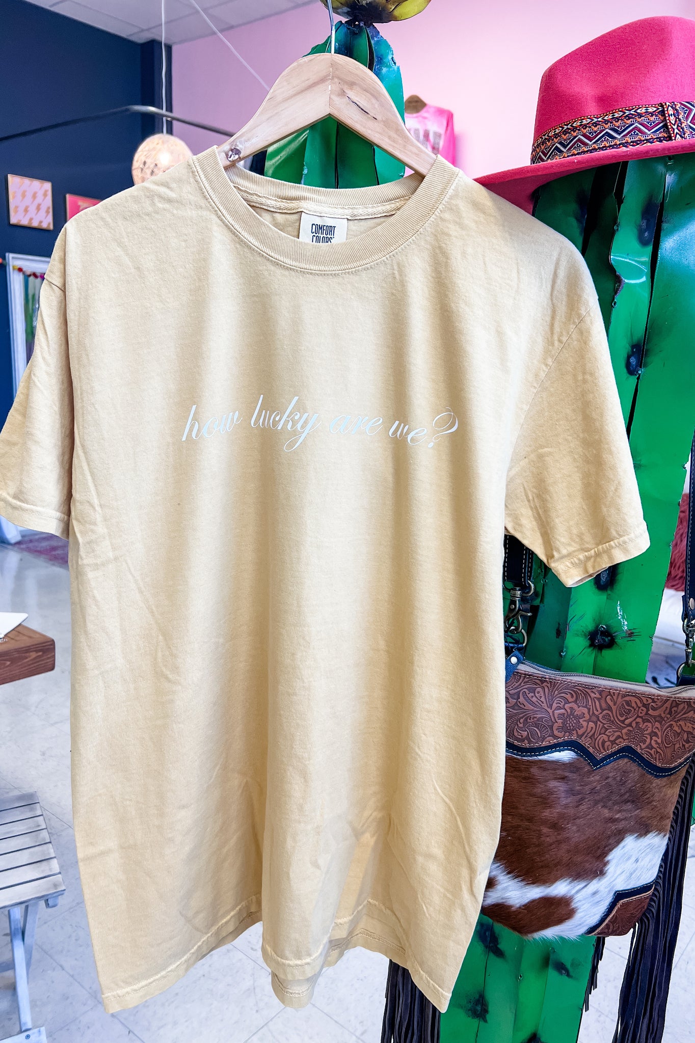 How Lucky Are We Mustard CC Graphic Tee