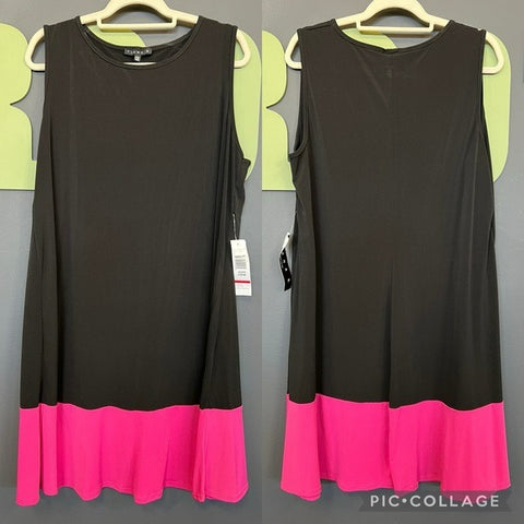 NWT Tiana B Black + Pink Sleeveless Dress Size 18W