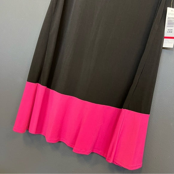 NWT Tiana B Black + Pink Sleeveless Dress Size 18W