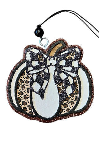 Leopard + Checkered Bow Pumpkin Freshie