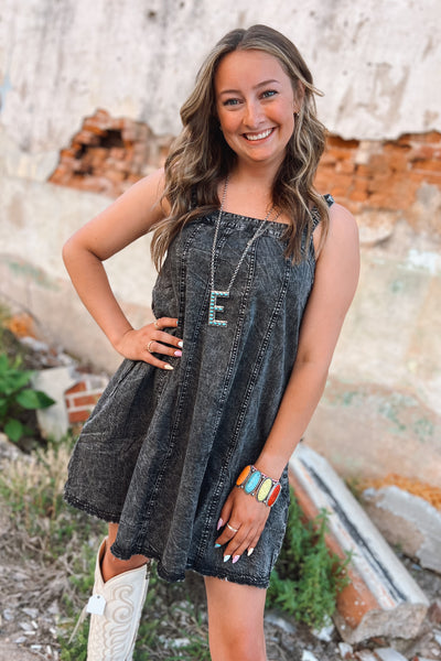 Midnight Mineral Wash Swing Dress