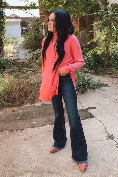 Bubblegum Pink Oversized Side Slit Sweater