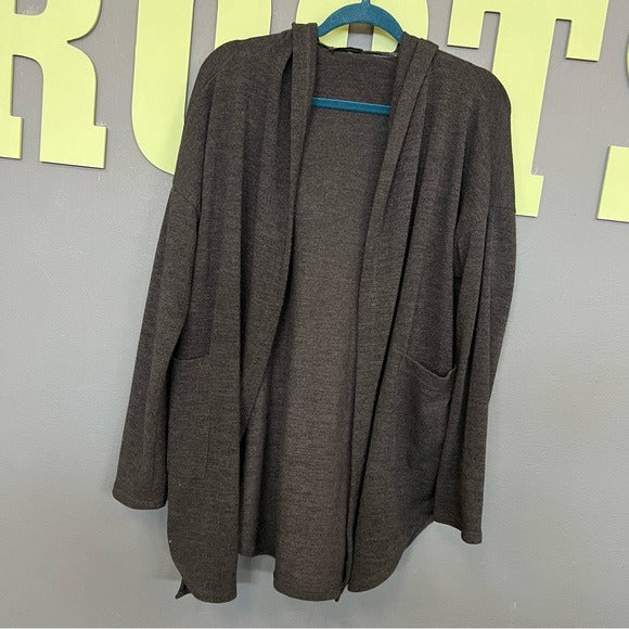 Heimish USA Boutique Black Hooded Open Front Cardigan Small