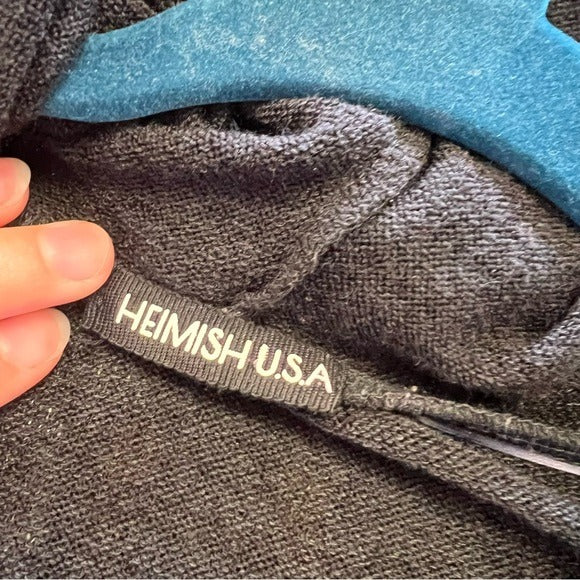 Heimish USA Boutique Black Hooded Open Front Cardigan Small