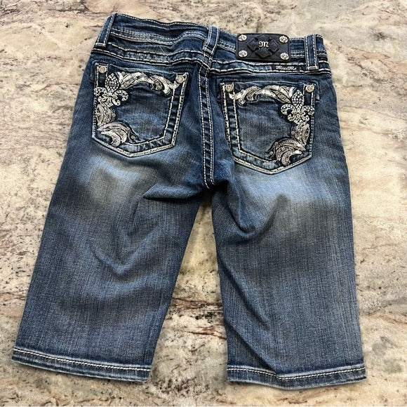 Miss Me Girls Bermuda Bling Denim Shorts Size 12