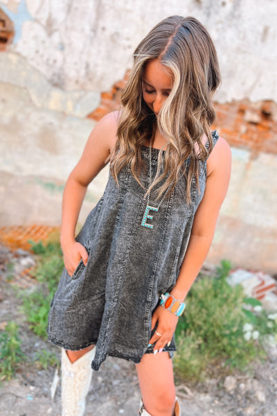 Midnight Mineral Wash Swing Dress
