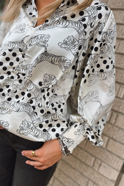 Wild Side Satin V-Neck Blouse