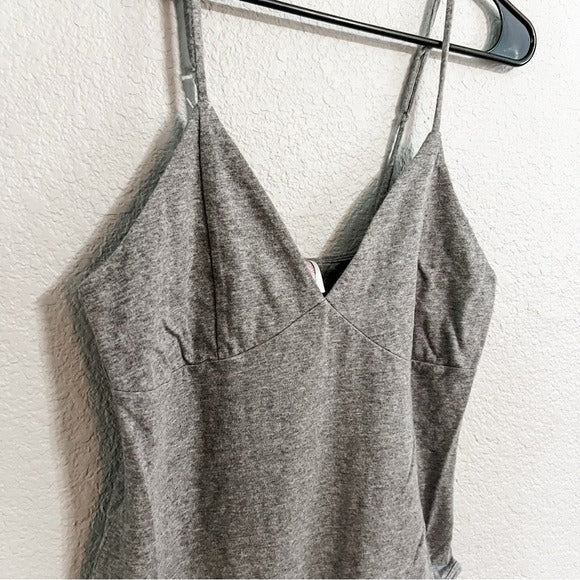 Gray Basic V-Neck Bodysuit Large