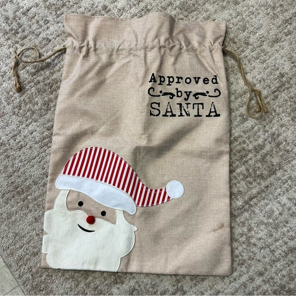 Approved By Santa Large Potato Sack Gift Bag Stocking