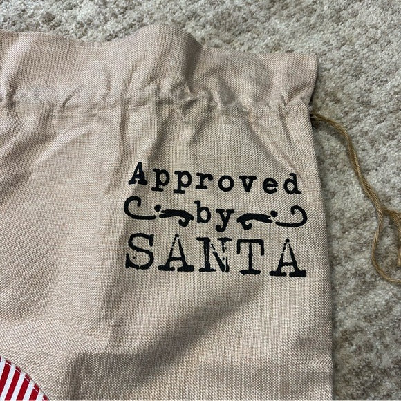 Approved By Santa Large Potato Sack Gift Bag Stocking