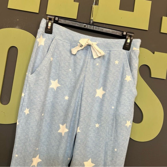 NWT Roudelain Waffle Knit Light Blue Pajama Set Jogger Pants Long Sleeve Small