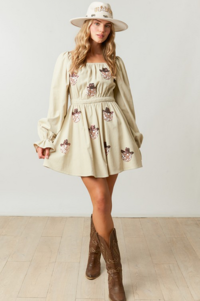 Disco Dreams Ivory Corduroy Dress