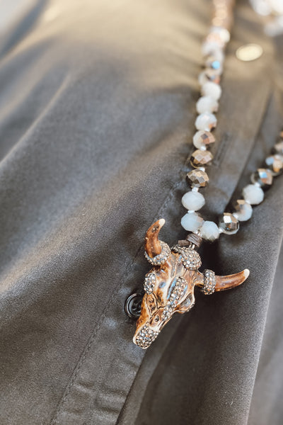 Bull Skull Beaded Necklace