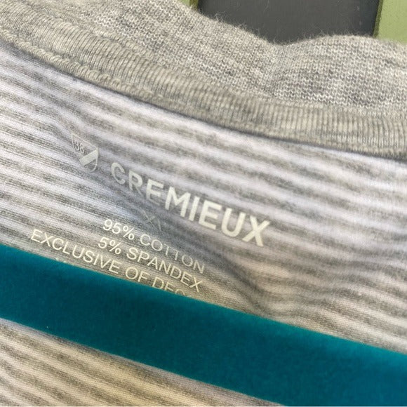 Cremieux Long Sleeve Striped Gray + White Men's Top XL