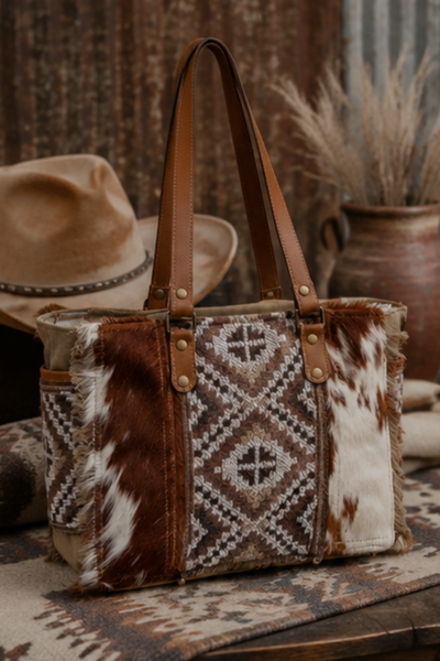 Elisa Le Cowhide + Canvas Shoulder Bag